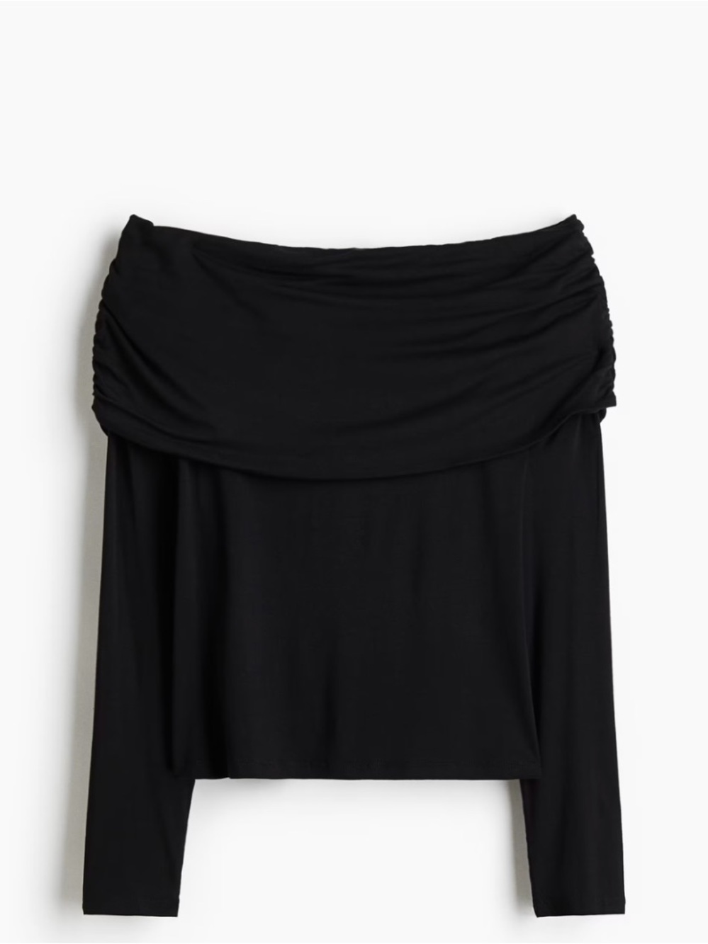 H&M Black Off-Shoulder Ruched Tunic Top